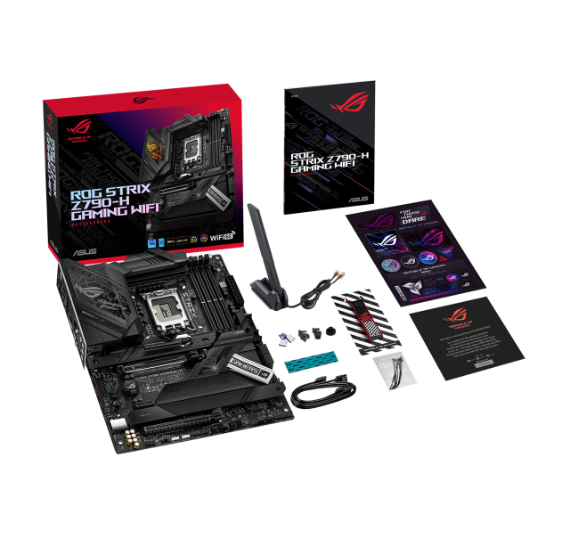 Дънна платка ASUS ROG STRIX Z790-H GAMING WIFI, LGA1700, Wi-Fi 6E, 4xDDR5, 4xSATA 6Gb/s, PCIe 5.0, (DP&HDMI), 4x M.2, 1x USB 3.2 Gen 2x2 Type-C, Bluetooth v5.3, AURA Sync RGB, ATX