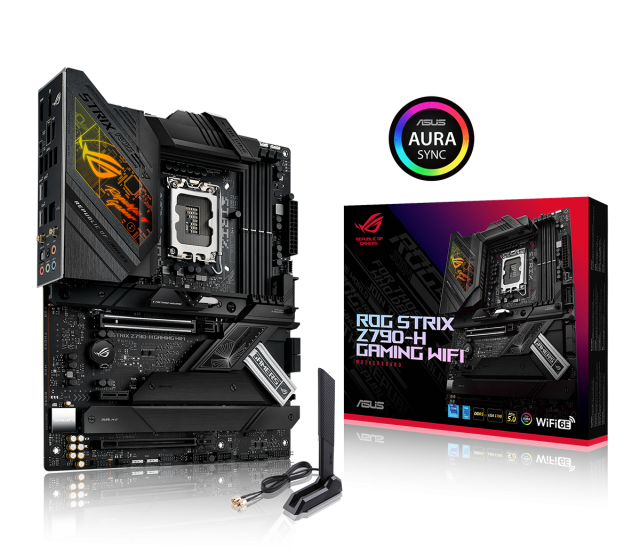 Дънна платка ASUS ROG STRIX Z790-H GAMING WIFI, LGA1700, Wi-Fi 6E, 4xDDR5, 4xSATA 6Gb/s, PCIe 5.0, (DP&HDMI), 4x M.2, 1x USB 3.2 Gen 2x2 Type-C, Bluetooth v5.3, AURA Sync RGB, ATX