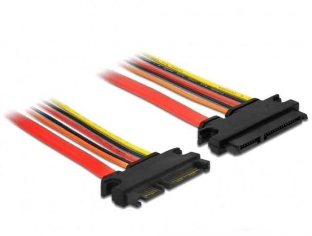 Удължителен кабел  DeLock SATA III, SATA 6 Gb/s 22 pin мъжко - SATA 22 pin женско, (3.3 V + 5 V + 12 V), 20 cm
