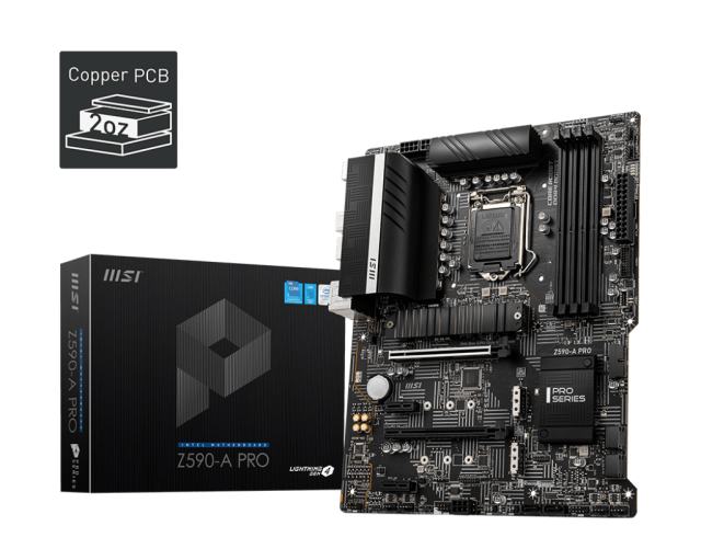 Дънна платка MSI Z590 PRO, LGA1200, DDR4, PCI-E 4.0 (DP/HDMI)(CF), 6x SATA 6Gb/s,  M.2, USB Type-C, ATX
