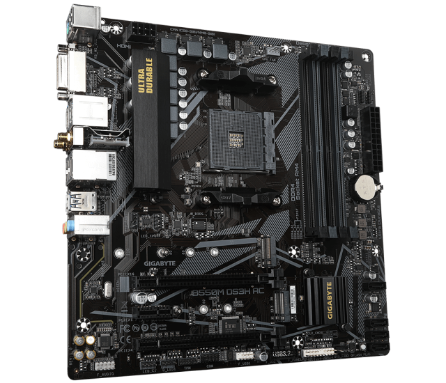 Дънна платка GIGABYTE B550M DS3H AC, Socket AM4, WIFI, M.2 NVMe PCIe 4.0/3.0, 4 x DDR4, mATX 