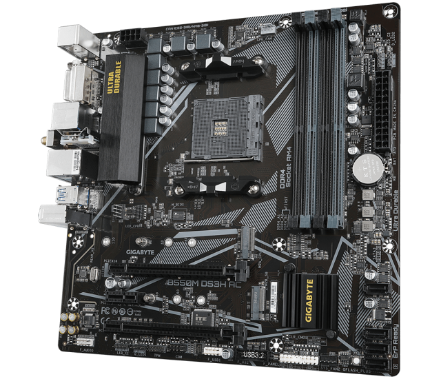 Дънна платка GIGABYTE B550M DS3H AC, Socket AM4, WIFI, M.2 NVMe PCIe 4.0/3.0, 4 x DDR4, mATX 