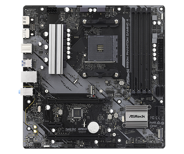 Дънна платка ASRock B550M Phantom Gaming 4, AM4, B550, DDR4, PCI-E 4.0, (CFX), 4x SATA 6Gb/s, 2x M.2, 4x USB 3.2 Gen1, HDMI, DP, mATX