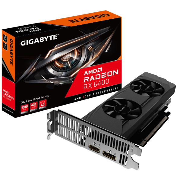 Видео карта GIGABYTE AMD Radeon RX 6400 Low Profile  4GB GDDR6, 64-bit, HDMI, DP