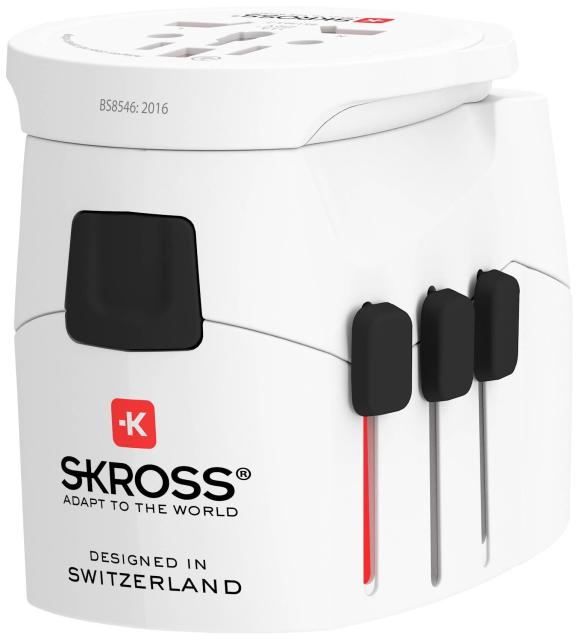 Адаптер SKROSS PRO Light Schuko, 2 x USB-A, World, Бял