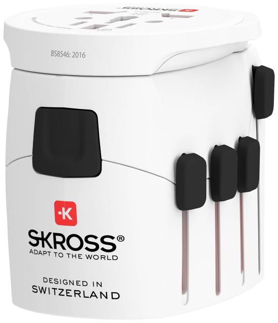 Адаптер SKROSS Pro World 1103180, Schuko, USB, Бял