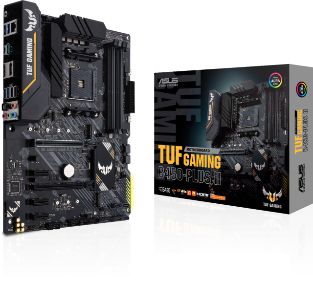 Дънна платка ASUS TUF GAMING B450-PLUS II, socket AM4, M.2 PCIe 3.0 x4, 4x DDR4, Aura Sync RGB, ATX