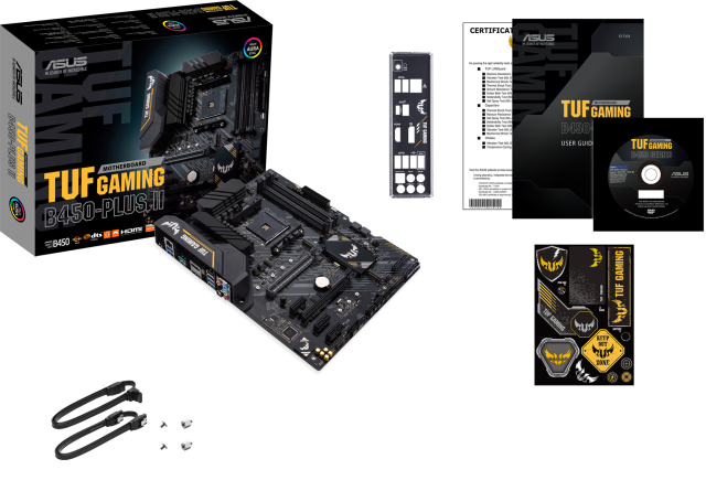 Дънна платка ASUS TUF GAMING B450-PLUS II, socket AM4, M.2 PCIe 3.0 x4, 4x DDR4, Aura Sync RGB, ATX