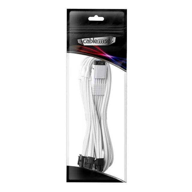 Кабел CableMod PRO ModMesh RT-Series 12VHPWR към 3x8Pin PCI-E кабел - 60cm за ASUS/Seasonic захранвания, White