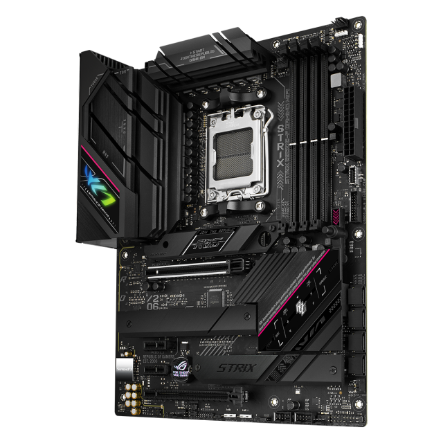 Дънна платка ASUS ROG STRIX B650E-F GAMING WIFI 6E socket AM5, 4xDDR5, 3xM.2 PCIe 5.0/4.0, Aura Sync, ATX