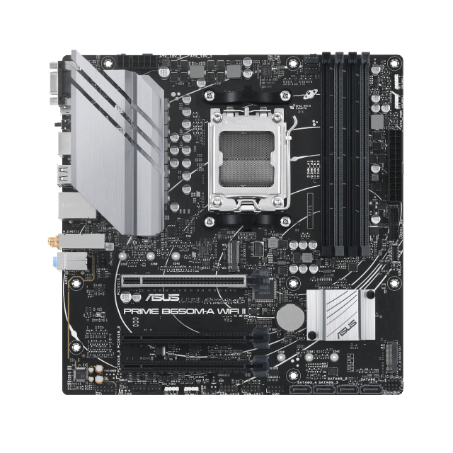 Дънна платка ASUS PRIME B650M WI-FI II socket AM5, 4xDDR5, 2xM.2 NVME PCIe 5.0/4.0, Aura Sync, ATX 