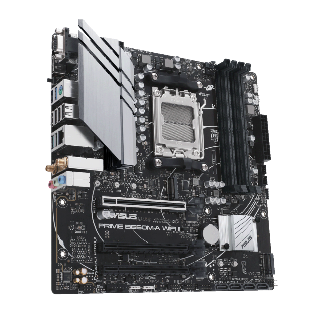 Дънна платка ASUS PRIME B650M WI-FI II socket AM5, 4xDDR5, 2xM.2 NVME PCIe 5.0/4.0, Aura Sync, ATX 