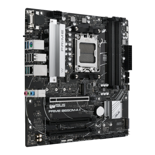 Дънна платка ASUS PRIME B650M-A II socket AM5, 4xDDR5, PCIe 5.0 M.2, Aura Sync, ATX