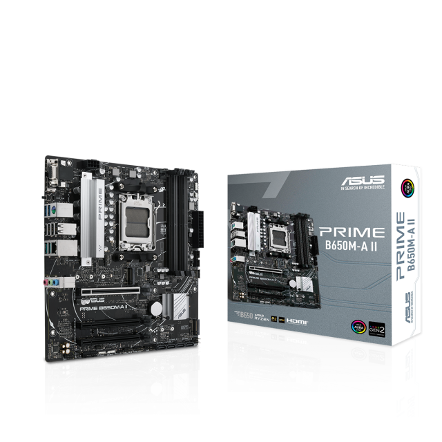 Дънна платка ASUS PRIME B650M-A II socket AM5, 4xDDR5, PCIe 5.0 M.2, Aura Sync, ATX