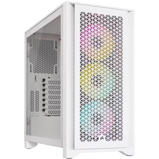 Кутия Corsair iCUE 4000D RGB Airflow Mid Tower, Tempered Glass, 1 x USB 3.1 Type-C, 1 x USB 3.0, 1 x HD Audio, Бяло