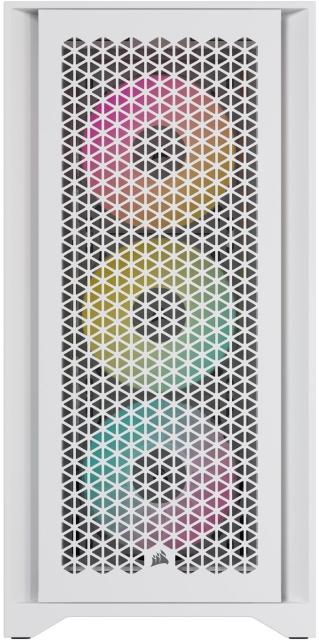 Кутия Corsair iCUE 4000D RGB Airflow Mid Tower, Tempered Glass, 1 x USB 3.1 Type-C, 1 x USB 3.0, 1 x HD Audio, Бяло
