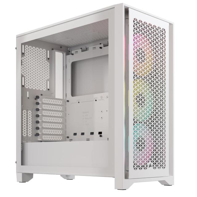 Кутия Corsair iCUE 4000D RGB Airflow Mid Tower, Tempered Glass, 1 x USB 3.1 Type-C, 1 x USB 3.0, 1 x HD Audio, Бяло