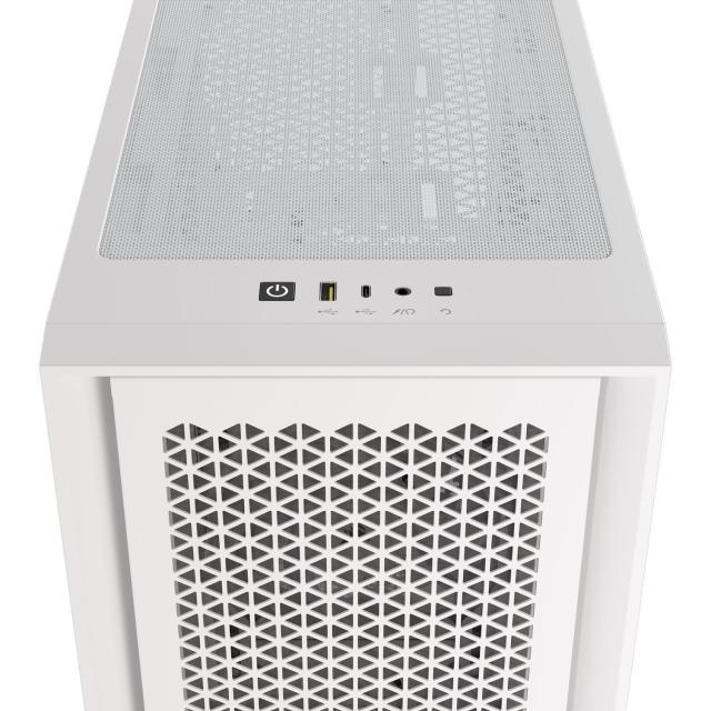Кутия Corsair iCUE 4000D RGB Airflow Mid Tower, Tempered Glass, 1 x USB 3.1 Type-C, 1 x USB 3.0, 1 x HD Audio, Бяло