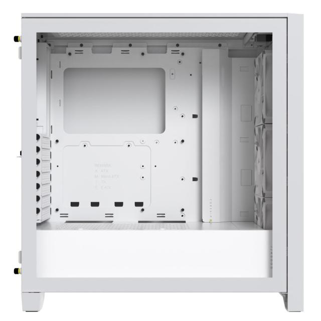 Кутия Corsair iCUE 4000D RGB Airflow Mid Tower, Tempered Glass, 1 x USB 3.1 Type-C, 1 x USB 3.0, 1 x HD Audio, Бяло