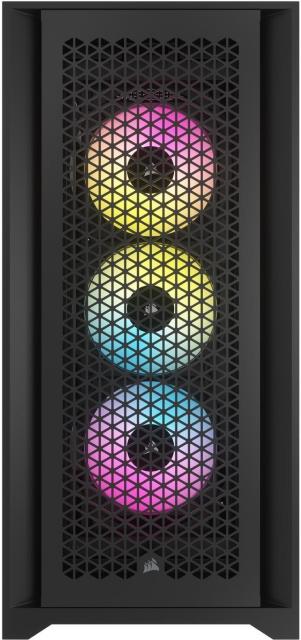 Кутия Corsair iCUE 5000D RGB Airflow Mid Tower, Tempered Glass, 2 x USB 3.2 Gen2, 1 x USB Type-C, 1 x Audio/Mic jack, Черно