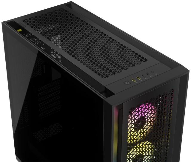 Кутия Corsair iCUE 5000D RGB Airflow Mid Tower, Tempered Glass, 2 x USB 3.2 Gen2, 1 x USB Type-C, 1 x Audio/Mic jack, Черно