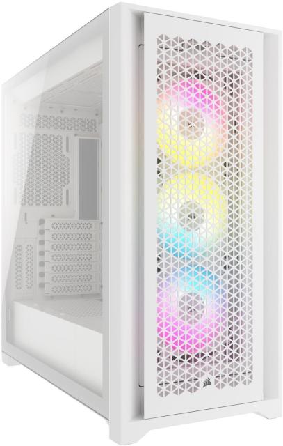 Кутия Corsair iCUE 5000D RGB Airflow Mid Tower, Tempered Glass, 2 x USB 3.2 Gen2, 1 x USB Type-C, 1 x Audio/Mic jack, Бял