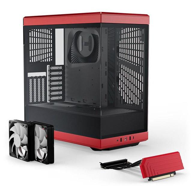 Кутия HYTE Y40 Tempered Glass, Mid-Tower, 2xUSB 3.0​, 1xUSB 3.2 Type-C​, Audio/Mic Jack, Червено и Черно