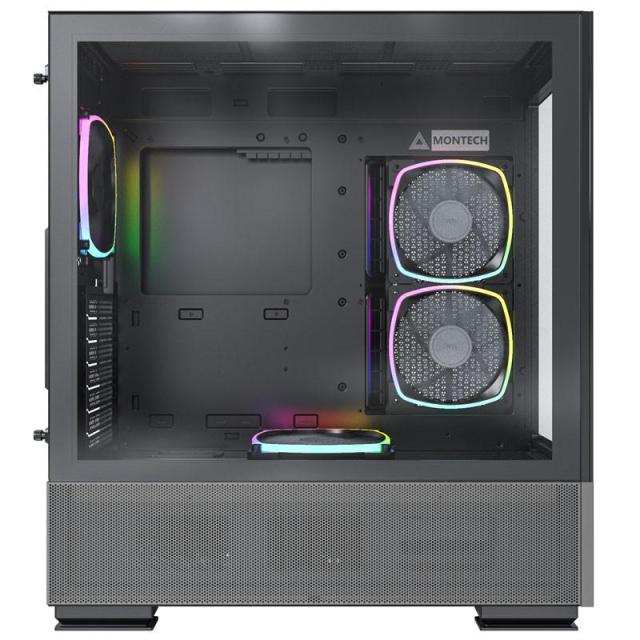 Кутия MONTECH SKY TWO ARGB, TG, 2 x USB 3.0, 1 x USB Type-C, 1 x Mic; 1 x Audio, 1 x Led Button , Mid-Tower, Черна