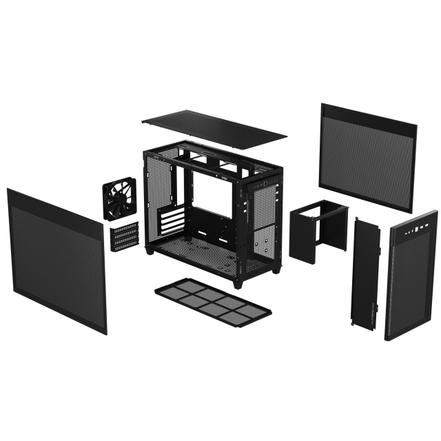 Кутия ASUS PRIME AP201 Mesh, 1 x Headphone 1 x Microphone 2 x USB 3.2 Gen1 1 x USB 3.2 Gen2 Type C, Micro-ATX, Mini-ITX