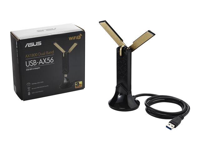 Безжичен Wireless адаптер ASUS USB-AX56U AX1800 WiFi6, USB, 90IG06H0-MO0R00