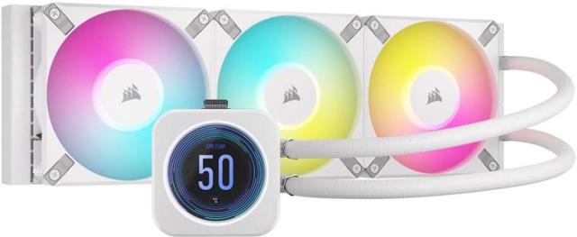 Охладител за процесор Corsair H150i ELITE LCD XT RGB WHITE (360mm), AMD/Intel, водно охлаждане, CW-9060077-WW 