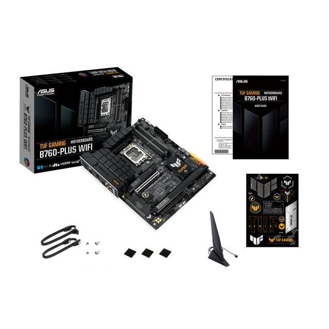 Дънна платка ASUS TUF Gaming B760-Plus, B760, LGA1700, 4xDDR5, PCI-E 5.0, (DP&HDMI), 4x SATA 6Gb/s, 3x M.2, 1x USB 3.2 Gen 2x2 Type-C, Wi-Fi 6, Bluetooth v5.2, Aura Sync RGB, ATX