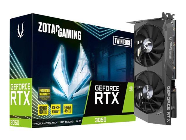 Видео карта ZOTAC GAMING GeForce RTX 3050 Twin Edge, 8GB GDDR6, 128-bit, PCI Express 4.0 x8, 3xDP, 1xHDMI, ZT-A30500E-10M
