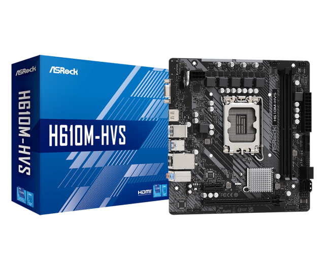 Дънна платка ASRock H610M-HVS, LGA1700, 2xDDR4, VGA, HDMI, mATX