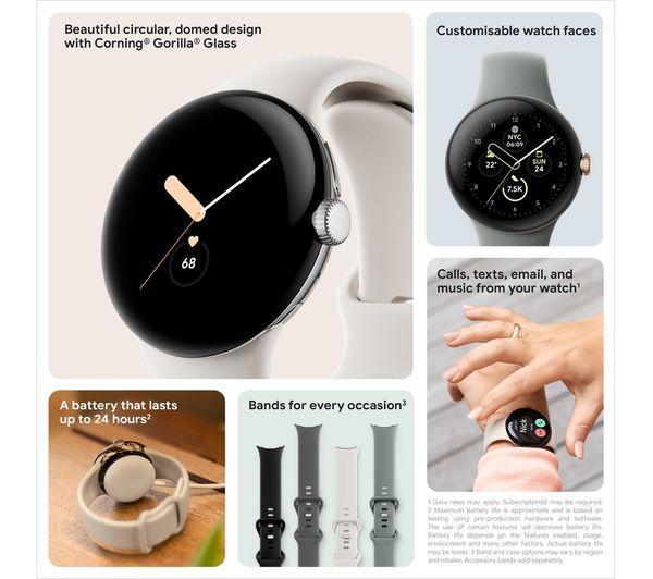 Смарт часовник Google Pixel Watch WiFi с Google Асистент 41mm, 32 GB, Wi-Fi - Matte Black, Obisidian