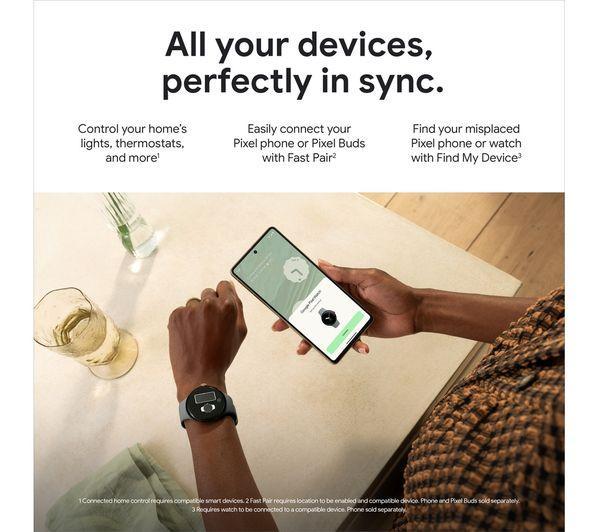 Смарт часовник Google Pixel Watch WiFi с Google Асистент 41mm, 32 GB, Wi-Fi - Matte Black, Obisidian