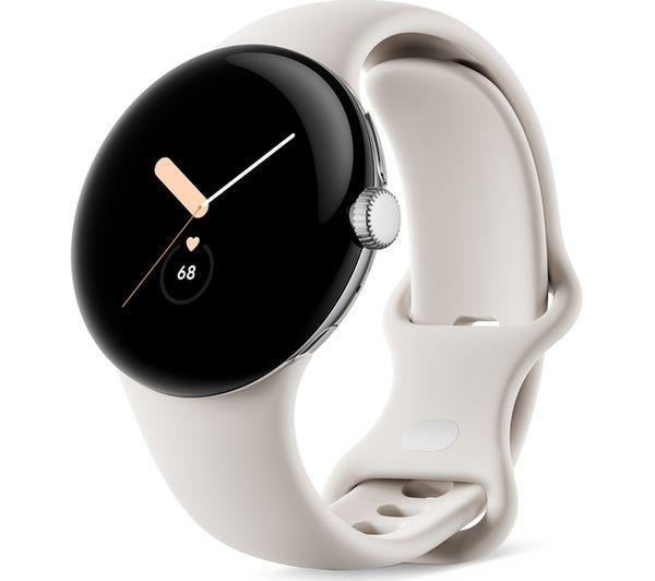 Смарт часовник Google Pixel Watch WiFi с Google Асистент 41mm, 32 GB, Wi-Fi - Silver, Chalk Strap