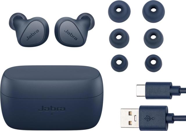 Слушалки Jabra Elite 4, микрофон, Bluetooth 5.2, до 7 часа време на работа, IP57 защита, сини