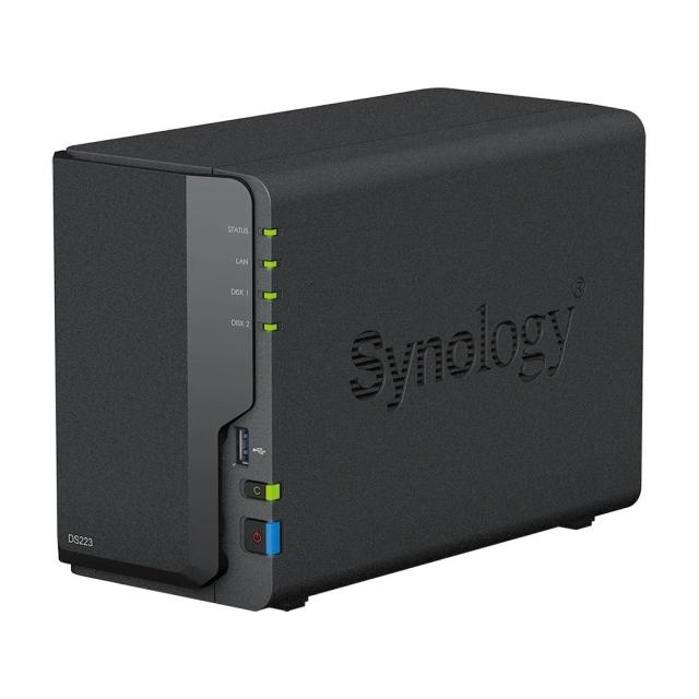 Мрежови сторидж Synology DS223, четириядрен Realtek RTD1619B 1.7GHz, 2GB DDR4, 2x 3.5"/2.5", 1x 1GbE LAN, 3x USB 3.0