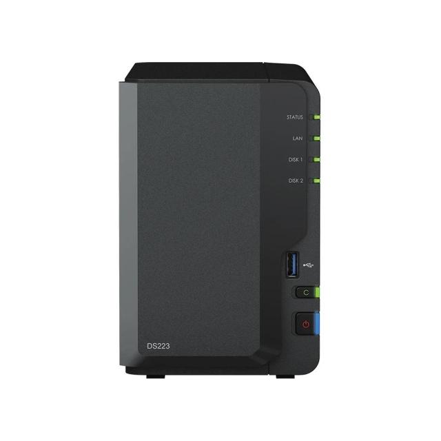 Мрежови сторидж Synology DS223, четириядрен Realtek RTD1619B 1.7GHz, 2GB DDR4, 2x 3.5"/2.5", 1x 1GbE LAN, 3x USB 3.0