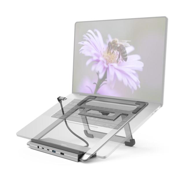 Мултипортов адаптер Hama "Connect2Office Stand" 15,6" (39,62 см), стойка за лаптоп, 12 порта, USB-C 