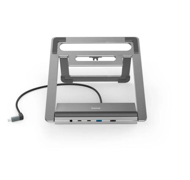 Мултипортов адаптер Hama "Connect2Office Stand" 15,6" (39,62 см), стойка за лаптоп, 12 порта, USB-C 