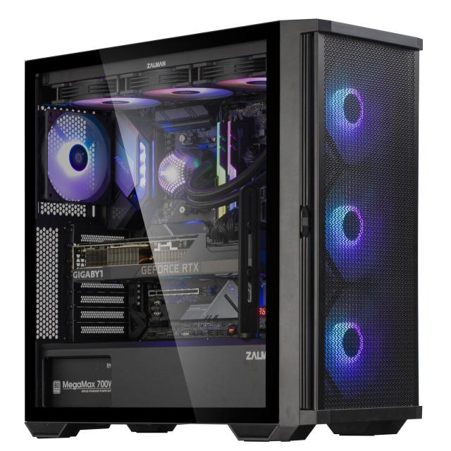 Кутия ZALMAN Z10 PLUS,  2x USB 3.0, 1x USB Type-C, Tempered Glass, RGB, E-ATX, ATX, Micro ATX, Mini ITX , Черна