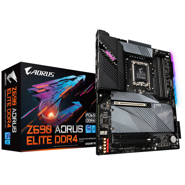 Дънна платка GIGABYTE Z690 AORUS ELITE D4, LGA 1700, 4xDDR4, 4xM.2 PCIe 4.0, 6xSATA 6Gb/s, HDMI, RGB Fusion, ATX