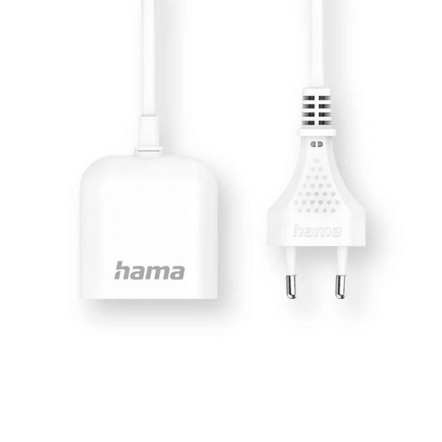 Разклонител/захранване Hama USB  с 1,9 м дълъг кабел, 2,4 A, 2x USB-A, бяло