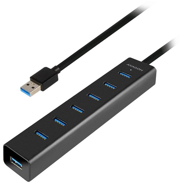 USB Хъб Axagon, 7 порта, 7x USB 3.0 Type-A, AC Adapter, черен