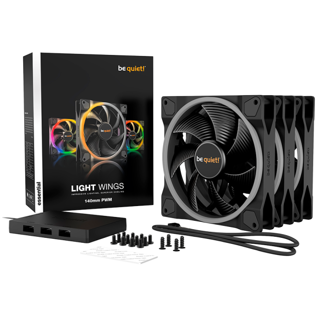 Вентилатор be quiet! LIGHT WINGS 140mm PWM Triple-Pack,  1500RPM, ARGB , 4-pin