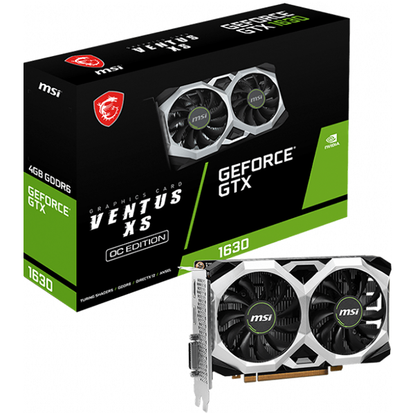 Видео карта MSI Video Card NVidia GeForce GTX 1630 VENTUS XS 4G OC, 4GB GDDR6, 64-bit, 1x DP 1.4a, 1x HDMI 2.0b, 1x DVI-D