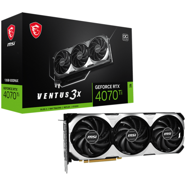 Видео карта MSI Nvidia GeForce RTX 4070 Ti VENTUS 3X 12G OC, 12GB GDDR6X, 192bit, PCIe 4.0, 3x DP 1.4a, HDMI 2.1a