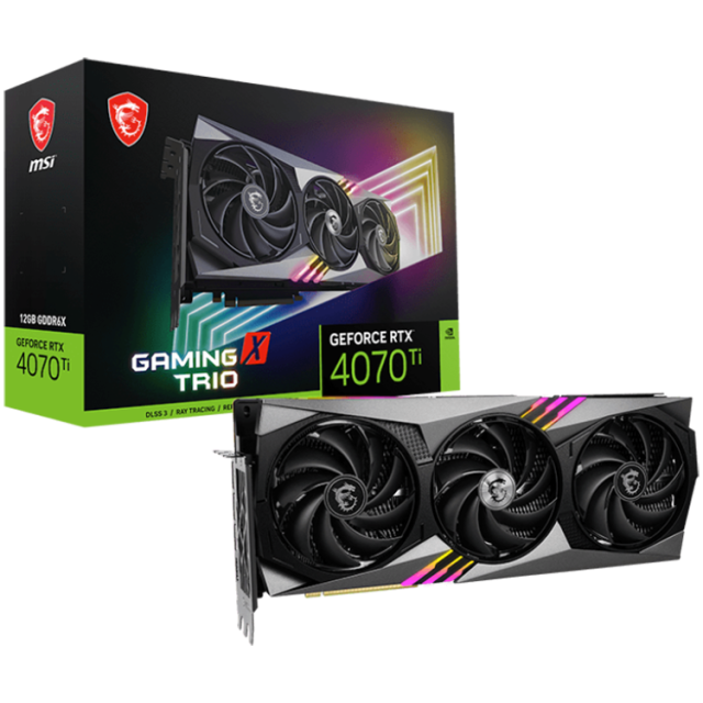 Видео карта MSI  Nvidia GeForce RTX 4070 Ti GAMING X TRIO 12G, 12GB GDDR6X, 192bit, PCIe 4.0, 3x DP 1.4a, HDMI 2.1a
